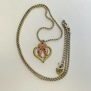 Betsey Johnson rosa Love Birds Anhänger Halskette Perlenkette 24" mit Verlängerung - Bild 1 von 8