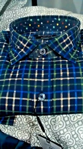 NWT Bugatchi men's size M long sleeve button down shirt,unique checks ShapedFi - Picture 1 of 12