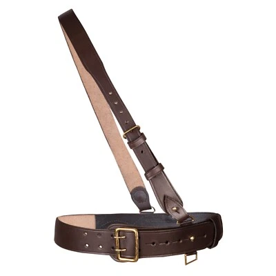 Sam Browne Belt With Crossover Shoulder Strap Real Leather British Military Belt - Image 1 of 4