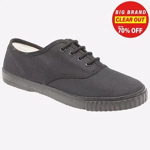 Dek Portland Junior Boys Girls Fitness Gym Trainers Lace Up School Plimsol Black - Picture 1 of 2