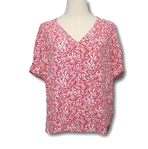 LOFT (S) Career Short Sleeve V Neck Top Pink NWT $54.50 - Picture 1 of 4