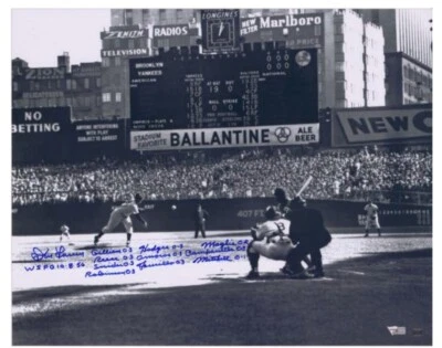 Don Larsen Yankees Firmado 16x20 Juego Perfecto Foto y Caja Puntuación Estadísticas Inscritas Foto 1 de 4