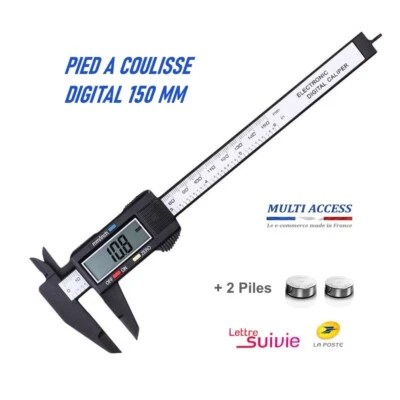 Pied à Coulisse 150mm digital LCD numérique micromètre Vernier Caliper + Pile - Bild 1 von 4