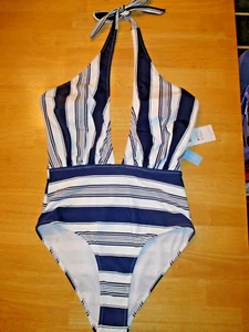 Costume da bagno nuovo con etichette Cupshe M bianco e marino 1 pz supporto 17"ascelleSide2Side - Foto 1 di 21