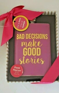 Chick & Sassy FUN SPRÜCHE 8oz Trinkflasche - "Schlechte Entscheidungen... Gute Geschichten" - Bild 1 von 1