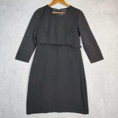 Vestido para mujer J.Crew 12 Petite negro con volantes elástico manga larga funda modesto Foto 1 de 4
