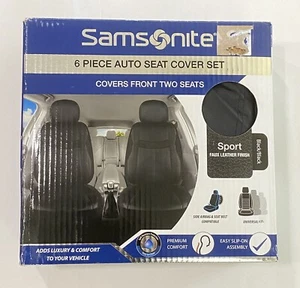 Juego de 6 fundas de asiento de auto Samsonite Universal Fit negro nuevo - Imagen 1 de 7