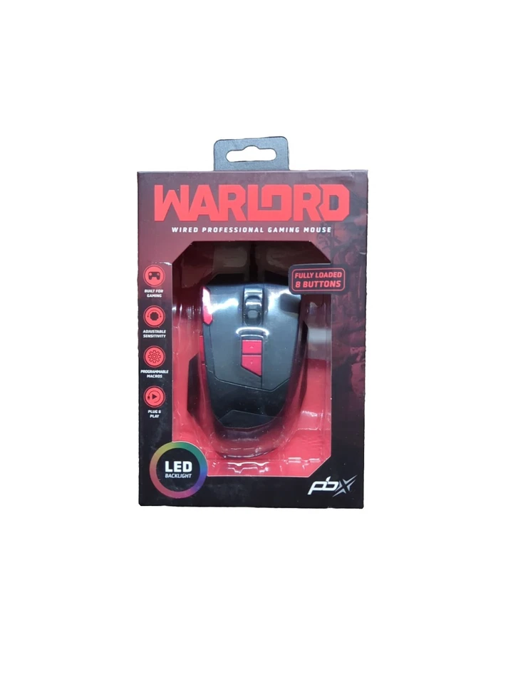 Warlord Wired Professional Gaming Mouse by PBX ~ NEW - Image 1 of 4