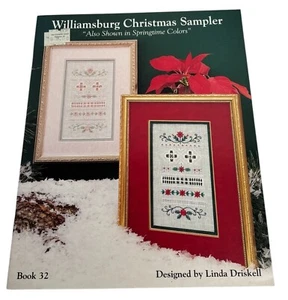 Williamsburg Christmas Sampler Embroidery Pattern Book Flowers Linda Driskell - Picture 1 of 6
