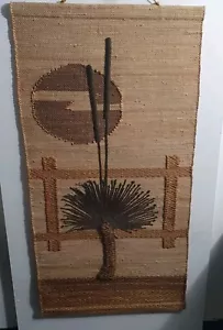Nenova Indian Jute Hessian Grass Tree Mid Century Modern Landscape Wall Hanging - Picture 1 of 10