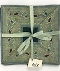 Accents de Ville Fabric Coasters Square Dark Green Gold Paisley Set of 4 NWT