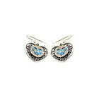 Woman 925 Sterling Silver Roman Glass Dangle Earrings Heart Love Valentine Gift