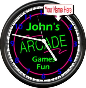 Personalized Game Room Arcade Video Game Your Name This Gift NO LIGHT Wall Clock - Picture 1 of 1