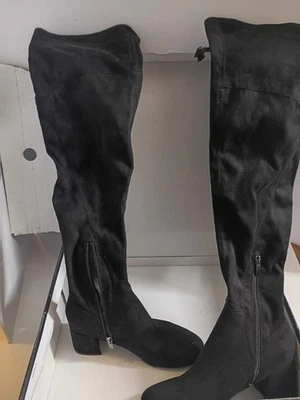 Nuevas botas altas sobre la rodilla Nine West para mujer 6,5 negras de gamuza sintética nuevas en caja Foto 1 de 4