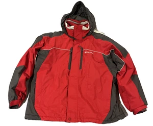 Columbia Herren Large Insulated Skijacke Kapuze Winter Parka Jacke Rot & Grau - Bild 1 von 11