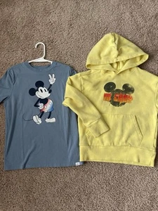 Mickey Mouse Boys Size Small 6-7 Pullover Yellow Hoodie & Blue Shirt - Picture 1 of 3