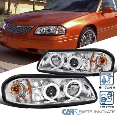 Fit 2000-2005 Impala Clear LED Dual Halo Projector Headlights Driving Head Lamps Foto 1 de 4