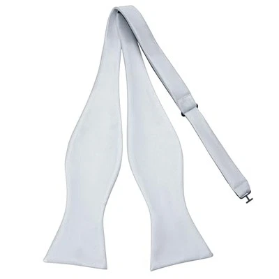  Mens Solid Bowtie Woven Self Tie Bow Ties Tuxedo & Wedding Bowties 836-silver - Image 1 of 4