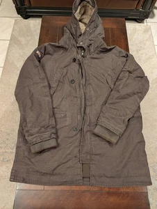 Superdry International Uomo Parka Militare Pelliccia Ecopelliccia Cappuccio Bottone Zip Taglia 2XL - Foto 1 di 10