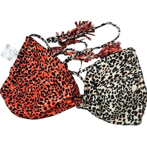 H&M Cheetah Print Orange & White Bikini Top US Size 10 - Picture 1 of 5