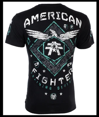 Camiseta AMERICAN FIGHTER Negra ABRAHAM Gráfica Atlética Nueva Con Etiquetas Foto 1 de 4