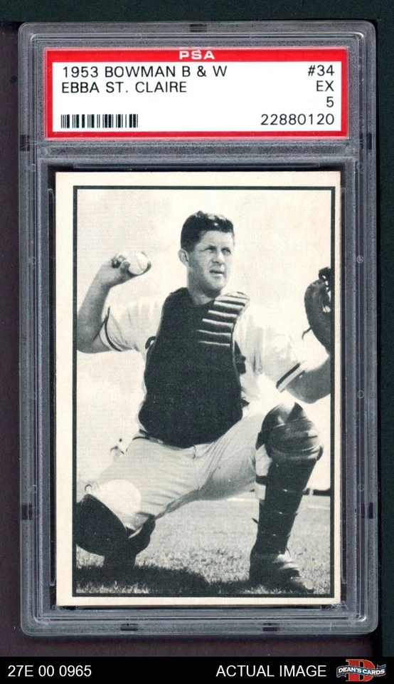1953 Bowman B&W #34 Ebba St. Claire Misspelled as St. Clair Braves PSA 5 - EX - Image 1 of 1