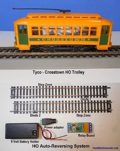 HO Trolley Tyco - Crosstown Auto Reversing Trolley Set - Picture 1 of 8