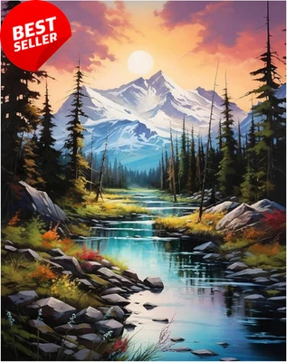 Paint by Numbers Kit Mountain 16x20 DIY Oil Painting for Adults Kids Beginners - image 1 of 4