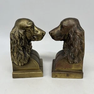 Antique Bronze Clad Jennings Brothers COCKER SPANIEL Bookends Signed Dog Decor - Picture 1 of 7