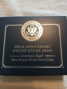 250th Anniversary US Army American Eagle One Ounce Silver Proof Coin - SHIPS NOW - Picture 1 of 2