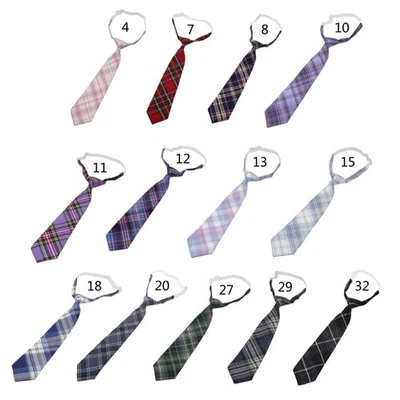 Lazy JK Ties Women Plaid Slim Cute Necktie Plaid Uniform School Student Neckties - Image 1 of 4