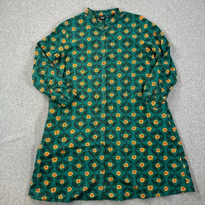 Vestido Marimekko Uniqlo Niñas Floral Franela Talla 140/9-10 Verde/Naranja Floral Foto 1 de 4