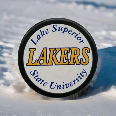 LAKE SUPERIOR STATE UNIVERSITY LAKERS OFFICIAL NCAA HOCKEY PUCK LINDSAY MFG. - Image 1 of 4