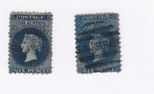 AUSTRALIA DEL SUR # 47-47a Q/VICTORIA 6p AZUL CIELO Y AZUL PRUSIANO - Imagen 1 de 1