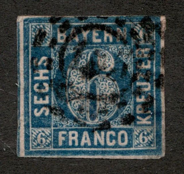 1862 German Bavaria Sc #11 - 6 Kruzer -  Used postage stamp. Cv$40 - Image 1 of 1