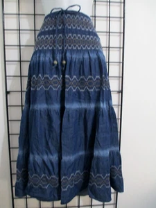 LAPIS  🌸 MEDIUM / LARGE==DENIM BLUE EMBROIDERED /  PULL ON LAYERED / MAXI SKIRT - Picture 1 of 7