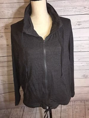 Moletom feminino CENTRAL PARK Active Lounge Yoga cinza zíper completo com bolsos GG - Imagem 1 de 4