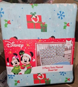 Disney Mickey Mouse Twin Weihnachten Flanell Laken Set NEU Minnie Holiday - Bild 1 von 8