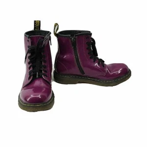 DR DOC MARTENS Delaney Purple Patent Leather Boots Sizes Womens US 5 Mens US 4 - Picture 1 of 11