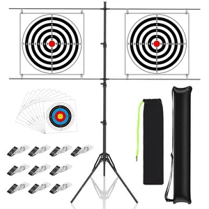 Steel Adjustable Paper Target Stand for Shooting Outdoors with 10 Metal Clips - Picture 1 of 8