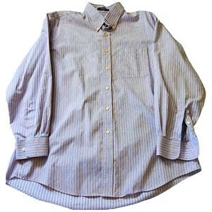Men's Kirkland Signature Non Iron Blue Striped Long Sleeve Shirt Sz 16.5-33 - Picture 1 of 3