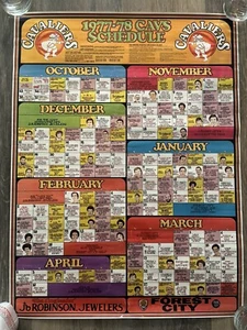 1977-78 Cleveland Cavaliers Richfield Coliseum season schedule poster- very rare - Picture 1 of 2