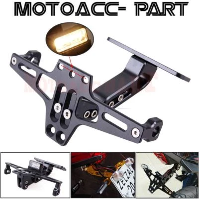 Black Aluminium Alloy Motorcycle License Plate Holder Rear Bracket Folding Mount - Image 1 of 4