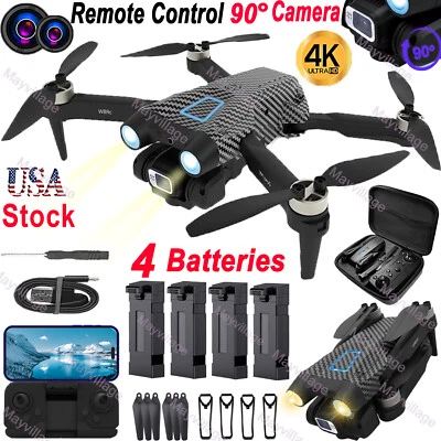2024 New RC Drone With 4K HD Dual Camera FPV WIFI Foldable Quadcopter +4 Battery - Image 1 of 4