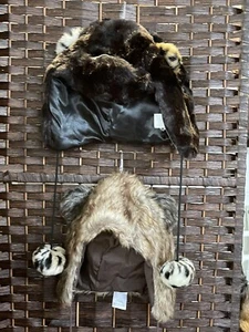 2 Claire’s FAUX FUR Laplander Hats POM Fuzzy with Ears - Picture 1 of 6
