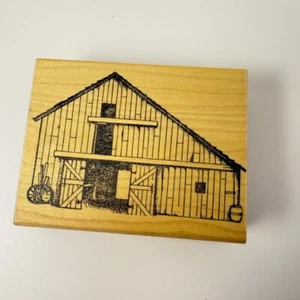 Barn~Homestead~Farming~Rural~Rare~HTF~Rubber Stamp~3.5" X 2.5"~The Artist Stamps - Picture 1 of 7