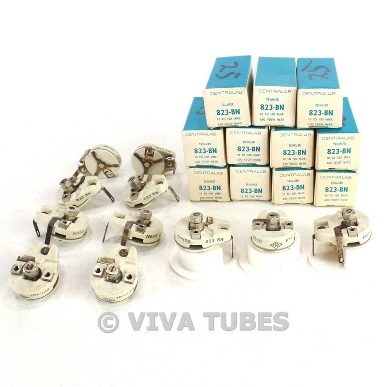 NOS NIB Lot of 11 Centralab B23-BN/N650 Trimmer Potentiometers 10-100 uF 600 VDC - Image 1 of 1