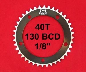 Anillo de cadena de engranaje fijo MOJO 40T - 130 BCD pista fija de una sola velocidad 1/8" - NEGRO - Imagen 1 de 3