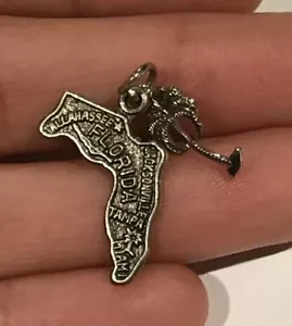 Dije mapa de plata esterlina 925 de Florida con palmera de plata níquel E13 - Imagen 1 de 3