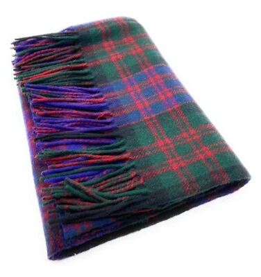 HIGHLAND TWEED Wool Blend MacDonald Tartan Knee Length Travel Rug/Blanket/Throw